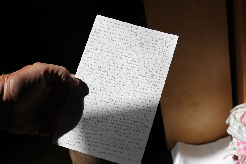 Plain page of James McMichael's notes