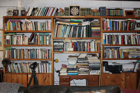 One of James McMichael's bookshelves