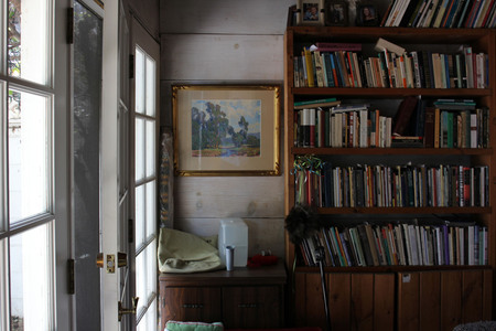 Painting next to James McMichael's shelves